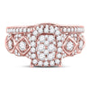14kt Rose Gold Womens Round Diamond Vintage-inspired Bridal Wedding Engagement Ring Band Set 1.00 Cttw