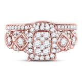 14kt Rose Gold Womens Round Diamond Vintage-inspired Bridal Wedding Engagement Ring Band Set 1.00 Cttw