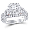 14kt Two-tone Gold Womens Round Diamond Bridal Wedding Engagement Ring Band Set 1-3/4 Cttw (Certified)