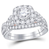 14kt Two-tone Gold Womens Round Diamond Bridal Wedding Engagement Ring Band Set 1-3/4 Cttw (Certified)