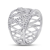 14kt White Gold Womens Round Diamond Modern Fashion Band Ring 1.00 Cttw