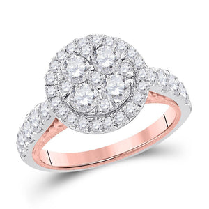 14kt Two-tone Gold Womens Round Diamond Fashion Cluster Ring 2.00 Cttw