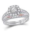14kt Two-tone Gold Womens Round Diamond Bridal Wedding Engagement Ring Band Set 1.00 Cttw (Certified)
