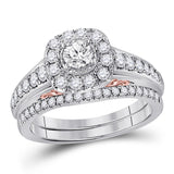 14kt Two-tone Gold Womens Round Diamond Bridal Wedding Engagement Ring Band Set 1.00 Cttw (Certified)