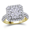 14kt Yellow Gold Womens Round Diamond Right Hand Cluster Ring 1-5/8 Cttw
