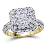 14kt Yellow Gold Womens Round Diamond Right Hand Cluster Ring 1-5/8 Cttw