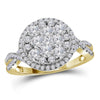 14kt Yellow Gold Womens Round Diamond Right Hand Cluster Ring 1.00 Cttw
