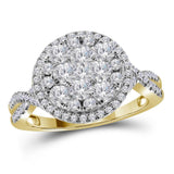 14kt Yellow Gold Womens Round Diamond Right Hand Cluster Ring 1.00 Cttw