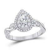 14kt White Gold Womens Pear Diamond Solitaire Bridal Wedding Engagement Ring 1.00 Cttw (Certified)