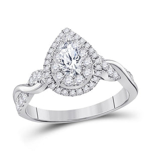 14kt White Gold Womens Pear Diamond Solitaire Bridal Wedding Engagement Ring 1.00 Cttw (Certified)