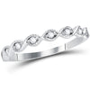 14kt White Gold Womens Round Diamond Twist Stackable Band Ring 1/10 Cttw