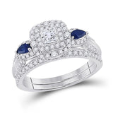 14kt White Gold Womens Princess Diamond Bridal Wedding Engagement Ring Band Set 1.00 Cttw (Certified)