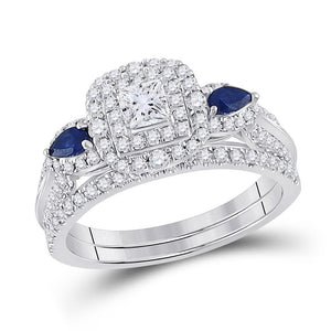 14kt White Gold Womens Princess Diamond Bridal Wedding Engagement Ring Band Set 1.00 Cttw (Certified)