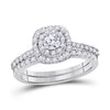 14kt White Gold Womens Round Diamond Bridal Wedding Engagement Ring Band Set 1.00 Cttw (Certified)
