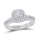 14kt White Gold Womens Round Diamond Bridal Wedding Engagement Ring Band Set 1.00 Cttw (Certified)