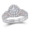 14kt Two-tone Gold Womens Round Diamond Bridal Wedding Engagement Ring Band Set 1.00 Cttw (Certified)