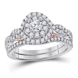 14kt Two-tone Gold Womens Round Diamond Bridal Wedding Engagement Ring Band Set 1.00 Cttw (Certified)
