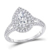 14kt White Gold Womens Pear Diamond Solitaire Bridal Wedding Engagement Ring 1-1/5 Cttw (Certified)