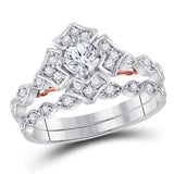 14kt Two-tone Gold Womens Round Diamond Bridal Wedding Engagement Ring Band Set 3/4 Cttw (Certified)