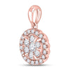 14kt Rose Gold Womens Round Diamond Flower Halo Cluster Pendant 3/4 Cttw