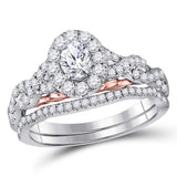 14kt Two-tone Gold Womens Oval Diamond Bridal Wedding Engagement Ring Band Set 1.00 Cttw (Certified)