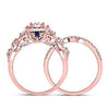14kt Rose Gold Womens Round Diamond Bridal Wedding Engagement Ring Band Set 1.00 Cttw
