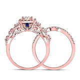 14kt Rose Gold Womens Round Diamond Bridal Wedding Engagement Ring Band Set 1.00 Cttw