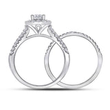 14kt White Gold Womens Round Diamond Bridal Wedding Engagement Ring Band Set 1-1/2 Cttw (Certified)