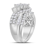 14kt White Gold Womens Princess Diamond Bridal Wedding Engagement Ring Band Set 1-3/4 Cttw