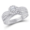 14kt White Gold Womens Round Diamond Bridal Wedding Engagement Ring Band Set 5/8 Cttw (Certified)