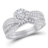 14kt White Gold Womens Round Diamond Bridal Wedding Engagement Ring Band Set 5/8 Cttw (Certified)