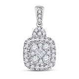 14kt White Gold Womens Round Diamond Fashion Dangle Earrings 1/2 Cttw