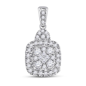 14kt White Gold Womens Round Diamond Fashion Dangle Earrings 1/2 Cttw