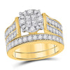 14kt Yellow Gold Womens Princess Diamond Bridal Wedding Engagement Ring Band Set 1-1/2 Cttw