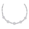 14kt White Gold Womens Round Diamond Infinity Flower Cluster Necklace 2.00 Cttw