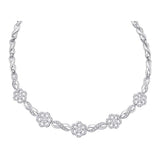 14kt White Gold Womens Round Diamond Infinity Flower Cluster Necklace 2.00 Cttw
