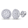 14kt White Gold Womens Round Diamond Halo Cluster Earrings 1.00 Cttw