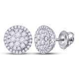 14kt White Gold Womens Round Diamond Halo Cluster Earrings 1.00 Cttw