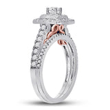 14kt Two-tone Gold Womens Round Diamond Bridal Wedding Engagement Ring Band Set 1.00 Cttw (Certified)