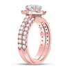 14kt Rose Gold Womens Oval Diamond Bridal Wedding Engagement Ring Band Set 1-7/8 Cttw (Certified)