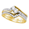 14kt Yellow Gold Womens Round Diamond Bridal Wedding Engagement Ring Band Set 3/4 Cttw (Certified)