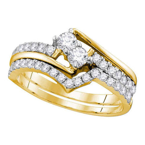 14kt Yellow Gold Womens Round Diamond Bridal Wedding Engagement Ring Band Set 3/4 Cttw (Certified)