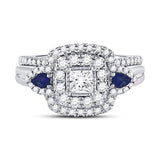 14kt White Gold Womens Princess Diamond Bridal Wedding Engagement Ring Band Set 1.00 Cttw (Certified)
