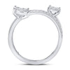 14kt White Gold Womens Round Diamond Double Flower Cluster Ring 3/4 Cttw