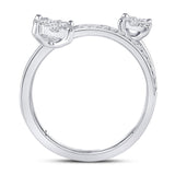 14kt White Gold Womens Round Diamond Double Flower Cluster Ring 3/4 Cttw