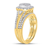 14kt Yellow Gold Womens Princess Diamond Bridal Wedding Engagement Ring Band Set 7/8 Cttw