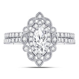 14kt White Gold Womens Marquise Diamond Bridal Wedding Engagement Ring Band Set 1-1/4 Cttw (Certified)