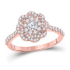 14kt Rose Gold Womens Round Diamond Floral Twist Solitaire Ring 7/8 Cttw