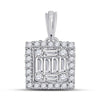 14kt White Gold Womens Baguette Diamond Square Cluster Pendant 1/4 Cttw
