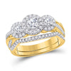 14kt Yellow Gold Womens Round Diamond Bridal Wedding Engagement Ring Band Set 1.00 Cttw (Certified)